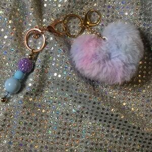 Multicolor Heart Keychain with Beads